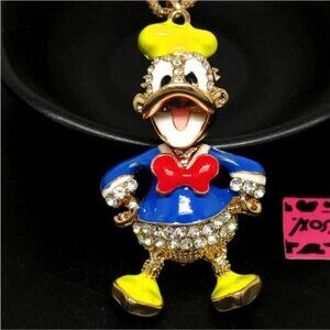 NWT. Betsey Johnson. Colorful Sailor Donald Duck Pendant Necklace.